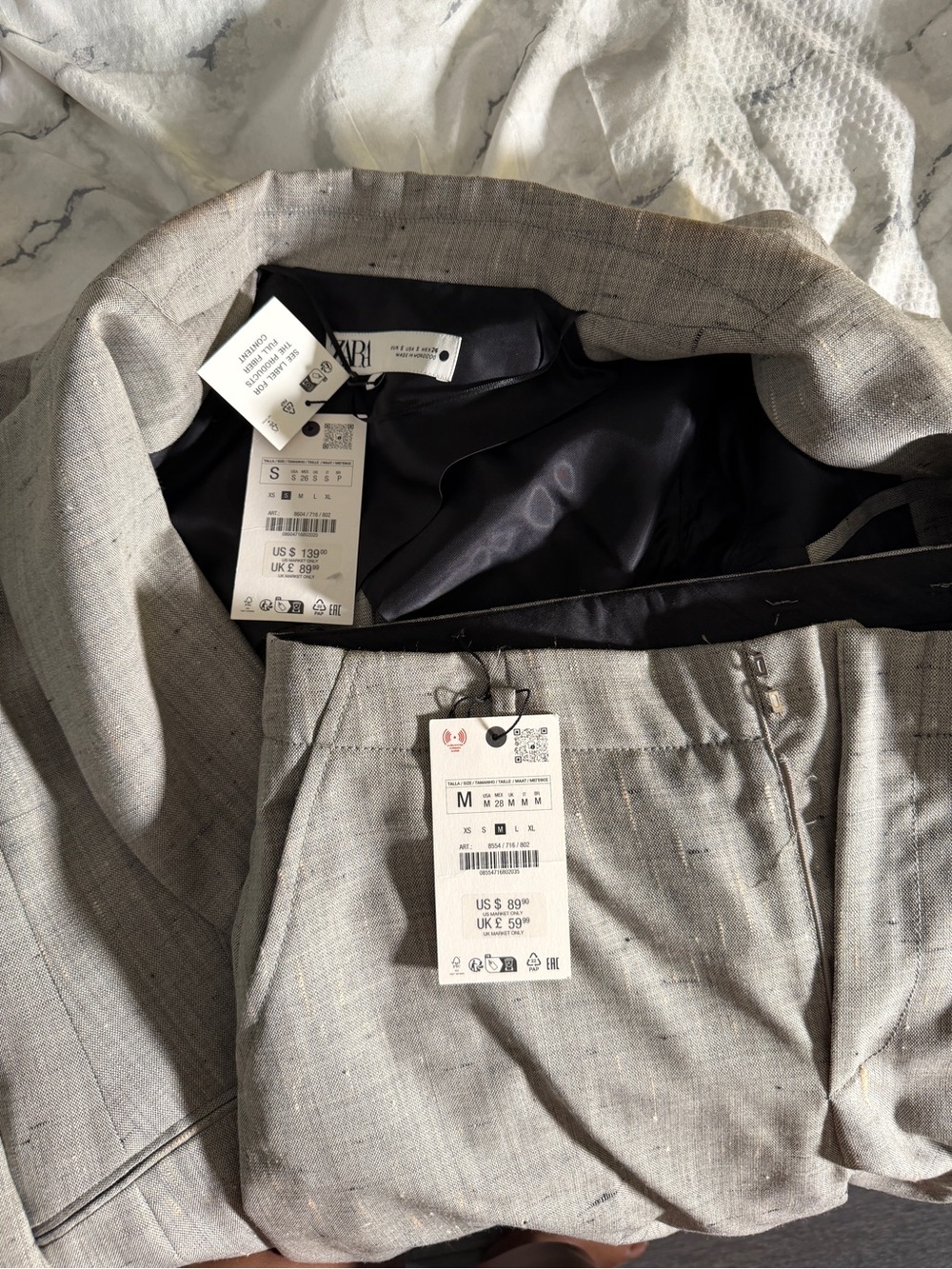 Zara Taupe Wide-Leg Tailored Suit - Picture 7 of 13